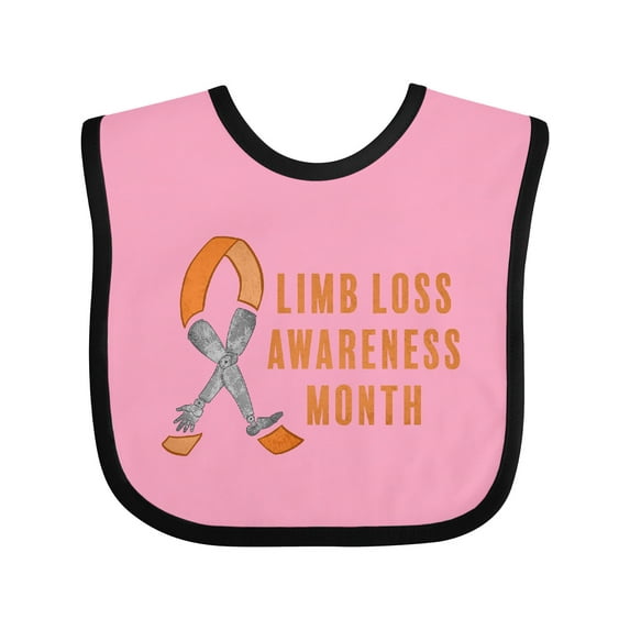 Inktastic Limb Loss Awareness Prosthetic Leg and Arm Orange Ribbon Boys or Girls Baby Bib