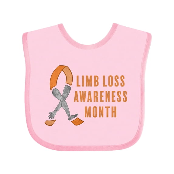 Inktastic Limb Loss Awareness Prosthetic Leg and Arm Orange Ribbon Boys or Girls Baby Bib
