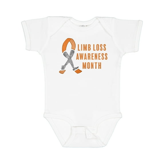 Inktastic Limb Loss Awareness Prosthetic Leg and Arm Orange Ribbon Boys or Girls Baby Bodysuit