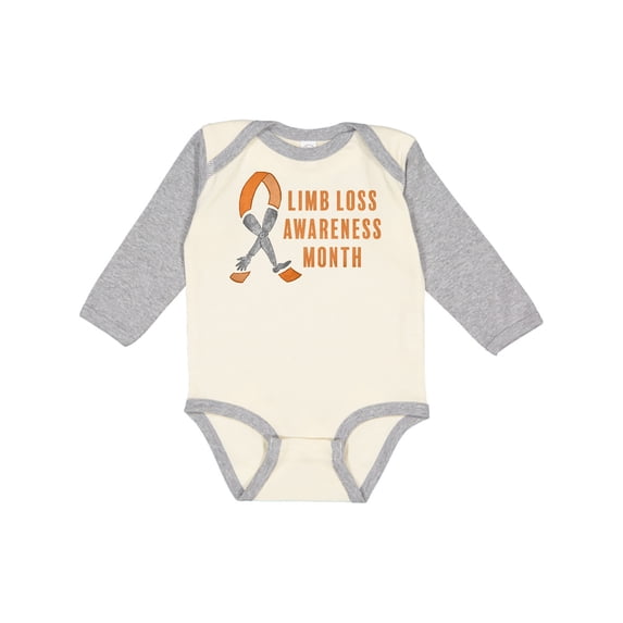 Inktastic Limb Loss Awareness Prosthetic Leg and Arm Orange Ribbon Boys or Girls Long Sleeve Baby Bodysuit