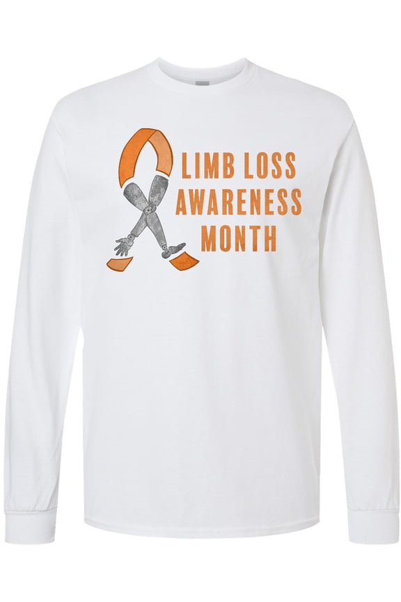Limb Loss Awareness Prosthetic Leg and Arm Orange Ribbon Long Sleeve T-Shirt
