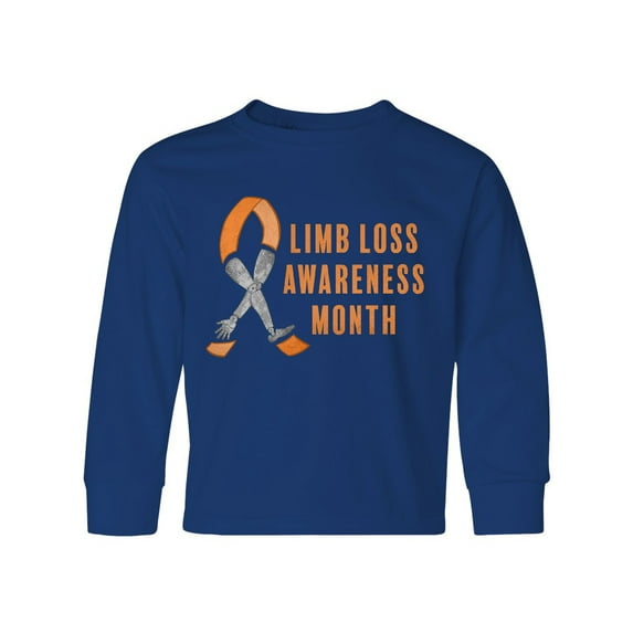 Inktastic Limb Loss Awareness Prosthetic Leg and Arm Orange Ribbon Long Sleeve Youth T-Shirt