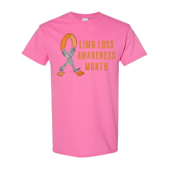 Inktastic Limb Loss Awareness Prosthetic Leg and Arm Orange Ribbon T-Shirt