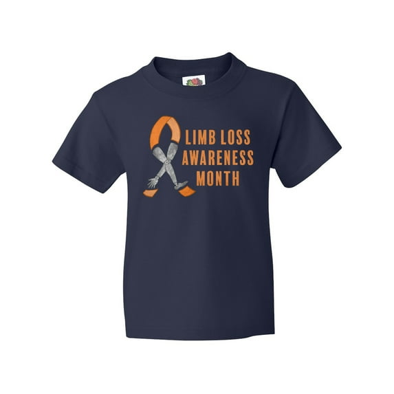 Inktastic Limb Loss Awareness Prosthetic Leg and Arm Orange Ribbon Youth T-Shirt