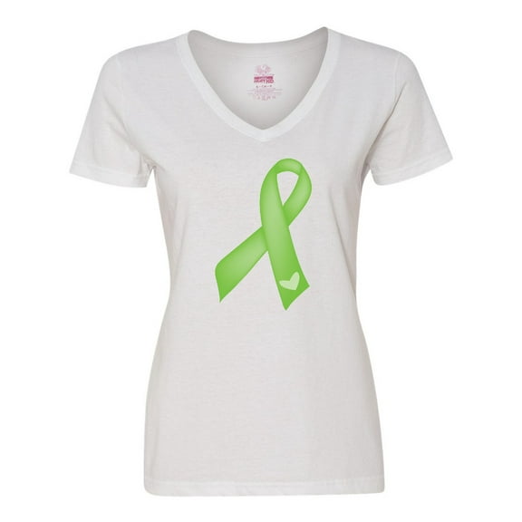 Inktastic Lime Green Awareness Ribbon Women's V-Neck T-Shirt