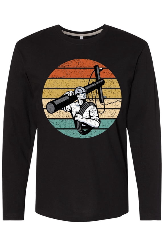 Lineman Retro Line Worker Long Sleeve T-Shirt