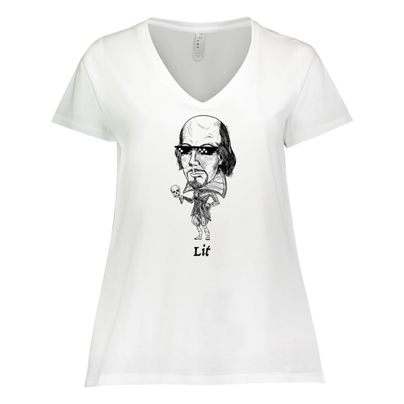 Inktastic Lit Shakespeare bobble Women's Plus Size V-Neck T-Shirt