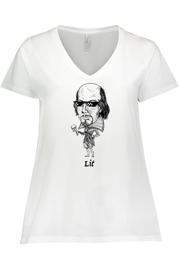 Lit Shakespeare bobble Women's Plus Size V-Neck T-Shirt