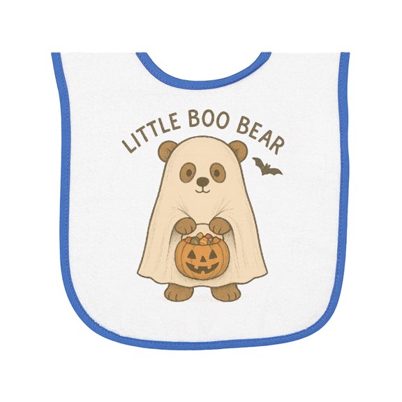 Inktastic Little Boo Bear Halloween Cute Cartoon Design Baby Terry Cloth Bib