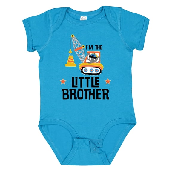Inktastic Little Brother Construction Truck Boys Boys Baby Bodysuit