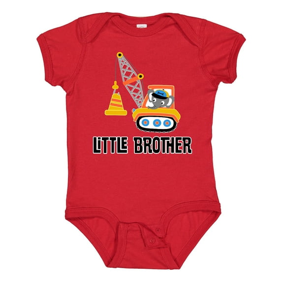 Inktastic Little Brother Construction Truck Boys Boys Baby Bodysuit