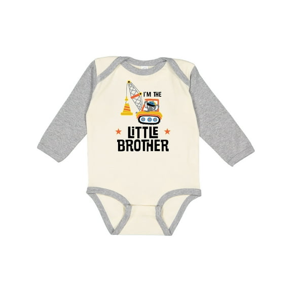 Inktastic Little Brother Construction Truck Boys Boys Long Sleeve Baby Bodysuit