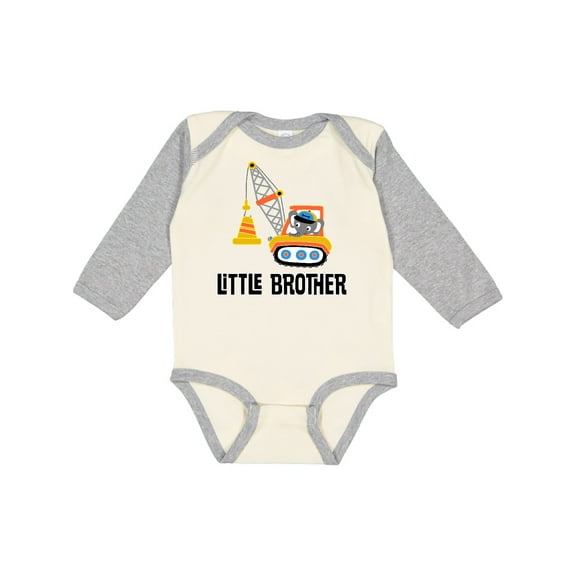Inktastic Little Brother Construction Truck Boys Boys Long Sleeve Baby Bodysuit