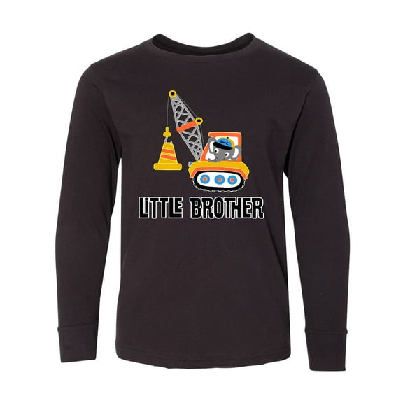Inktastic Little Brother Construction Truck Boys Long Sleeve Youth T-Shirt
