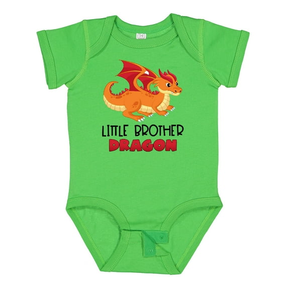 Inktastic Little Brother Cute Red and Orange Dragon Boys Baby Bodysuit