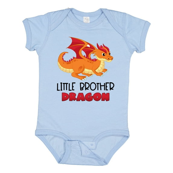 Inktastic Little Brother Cute Red and Orange Dragon Boys Baby Bodysuit