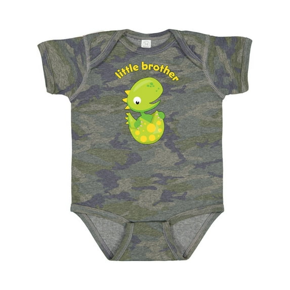 Inktastic Little Brother Dinosaur Boys Baby Bodysuit