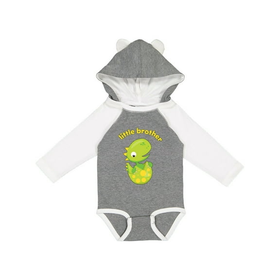 Inktastic Little Brother Dinosaur Boys Long Sleeve Baby Bodysuit
