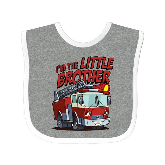 Inktastic Little Brother Fire Truck Boys Baby Bib