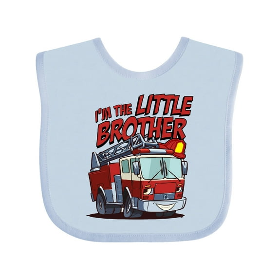 Inktastic Little Brother Fire Truck Boys Baby Bib