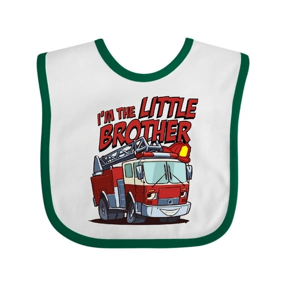 Inktastic Little Brother Fire Truck Boys Baby Bib