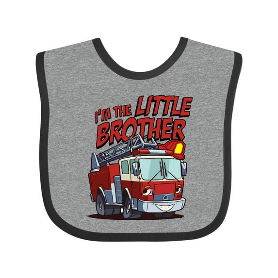 Inktastic Little Brother Fire Truck Boys Baby Bib