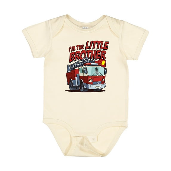 Inktastic Little Brother Fire Truck Boys Baby Bodysuit