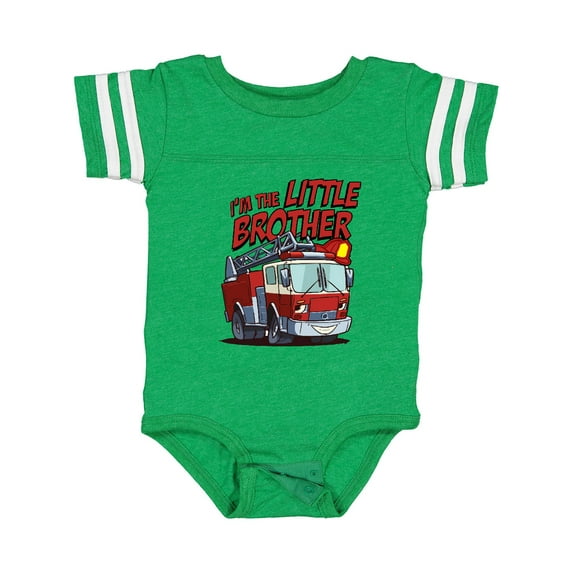 Inktastic Little Brother Fire Truck Boys Baby Bodysuit