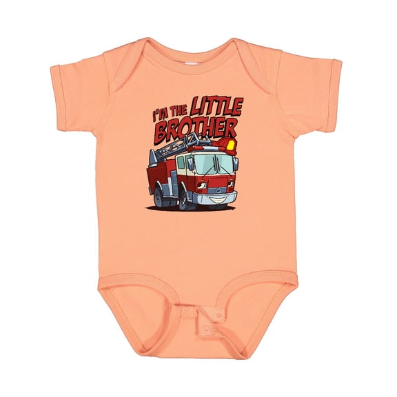 Inktastic Little Brother Fire Truck Boys Baby Bodysuit