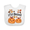 thumbnail image 1 of Inktastic Little Brother Pumpkins with Fall Leaves Boys Baby Bib, 1 of 4
