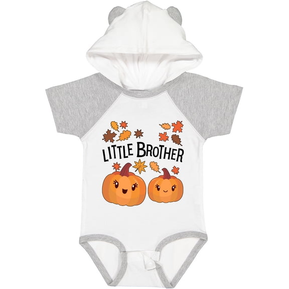 Inktastic Little Brother Pumpkins with Fall Leaves Boys Baby Bodysuit