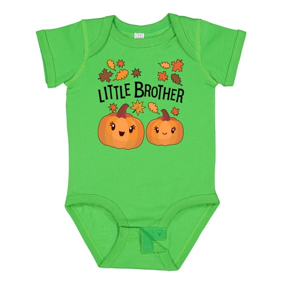 Inktastic Little Brother Pumpkins with Fall Leaves Boys Baby Bodysuit