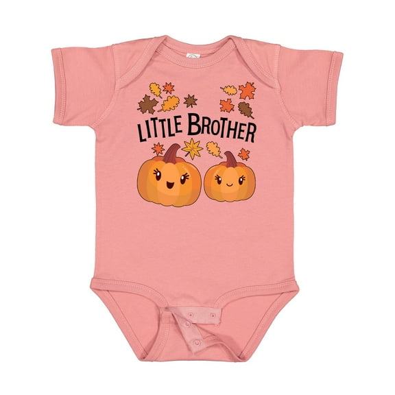 Inktastic Little Brother Pumpkins with Fall Leaves Boys Baby Bodysuit