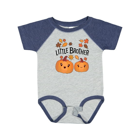 Inktastic Little Brother Pumpkins with Fall Leaves Boys Baby Bodysuit
