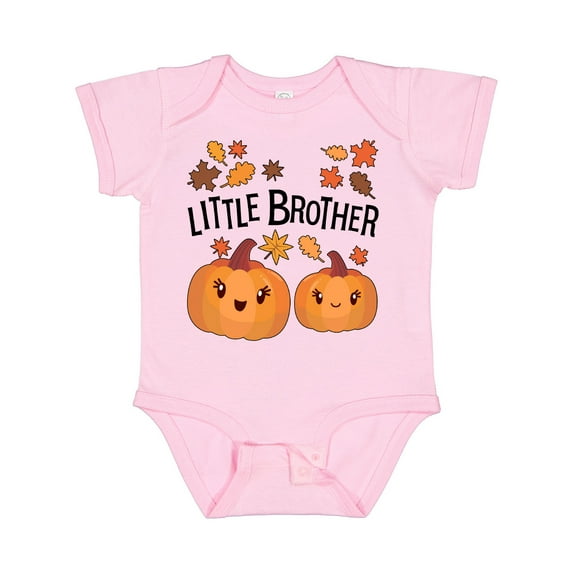 Inktastic Little Brother Pumpkins with Fall Leaves Boys Baby Bodysuit