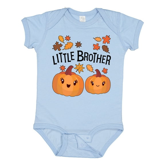 Inktastic Little Brother Pumpkins with Fall Leaves Boys Baby Bodysuit