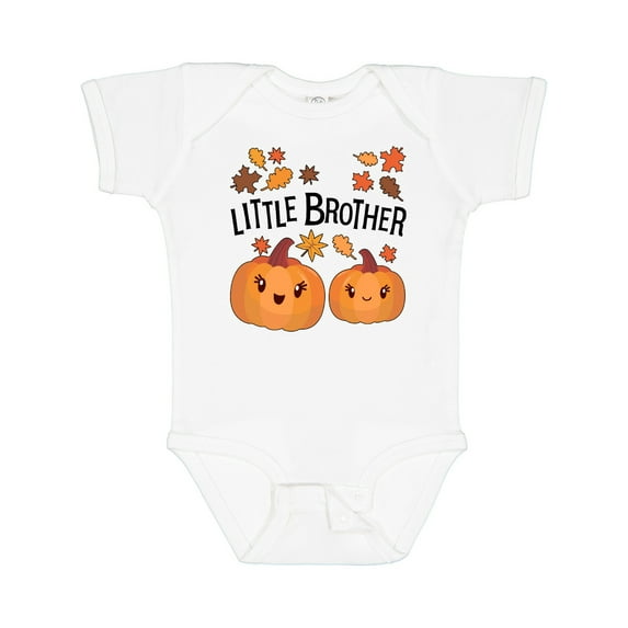 Inktastic Little Brother Pumpkins with Fall Leaves Boys Baby Bodysuit