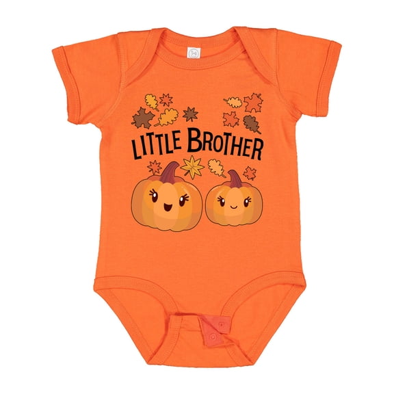 Inktastic Little Brother Pumpkins with Fall Leaves Boys Baby Bodysuit