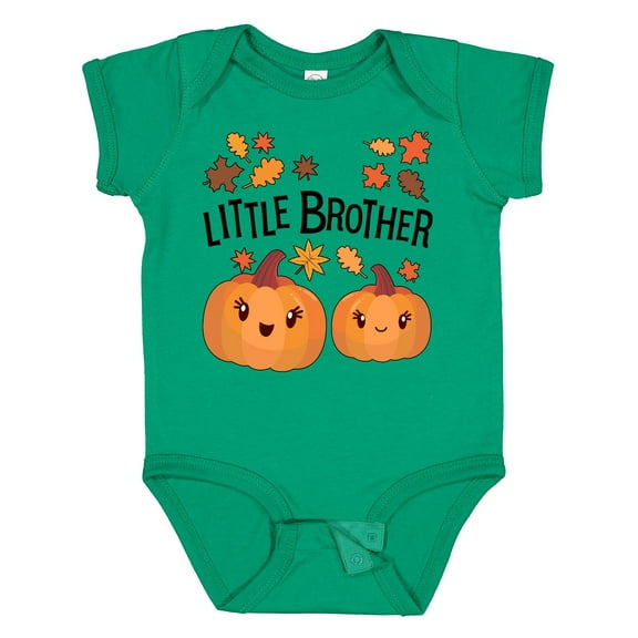 Inktastic Little Brother Pumpkins with Fall Leaves Boys Baby Bodysuit