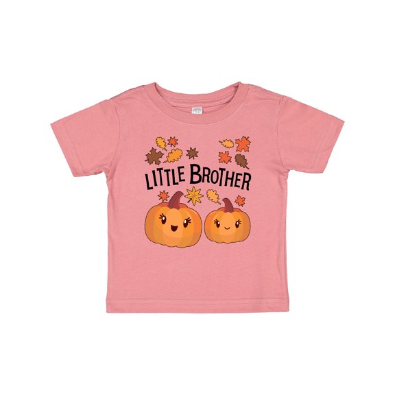 Inktastic Little Brother Pumpkins with Fall Leaves Boys Baby T-Shirt