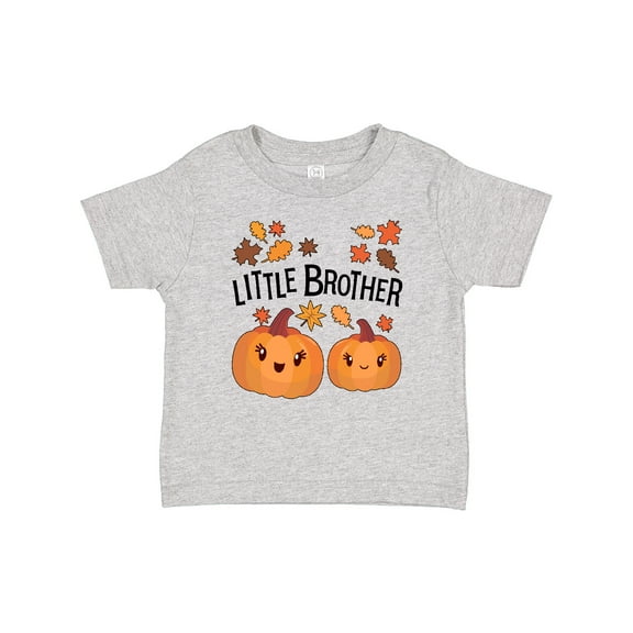 Inktastic Little Brother Pumpkins with Fall Leaves Boys Baby T-Shirt