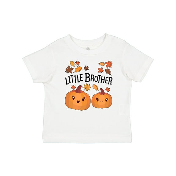 Inktastic Little Brother Pumpkins with Fall Leaves Boys Baby T-Shirt