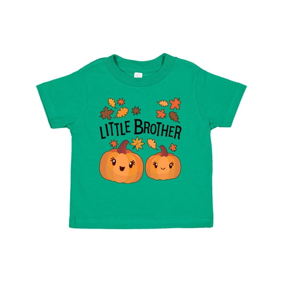 Inktastic Little Brother Pumpkins with Fall Leaves Boys Toddler T-Shirt
