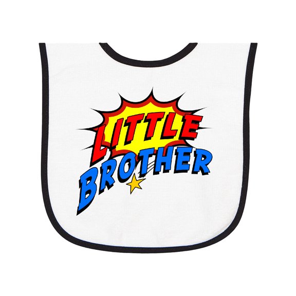 Inktastic Little Brother Superhero Baby Terry Cloth Bib