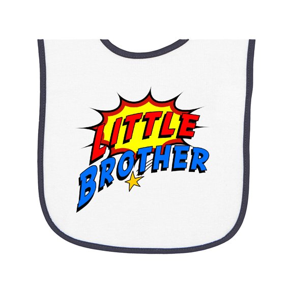 Inktastic Little Brother Superhero Baby Terry Cloth Bib