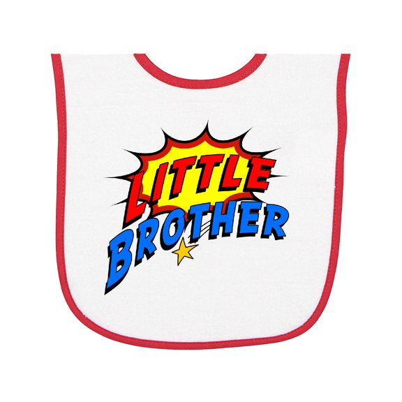 Inktastic Little Brother Superhero Baby Terry Cloth Bib