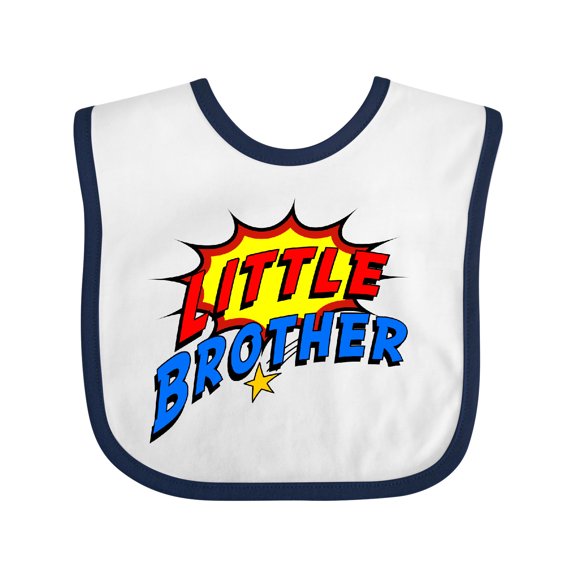 Inktastic Little Brother Superhero Boys Baby Bib
