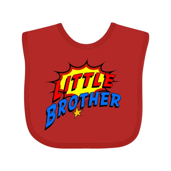 Inktastic Little Brother Superhero Boys Baby Bib