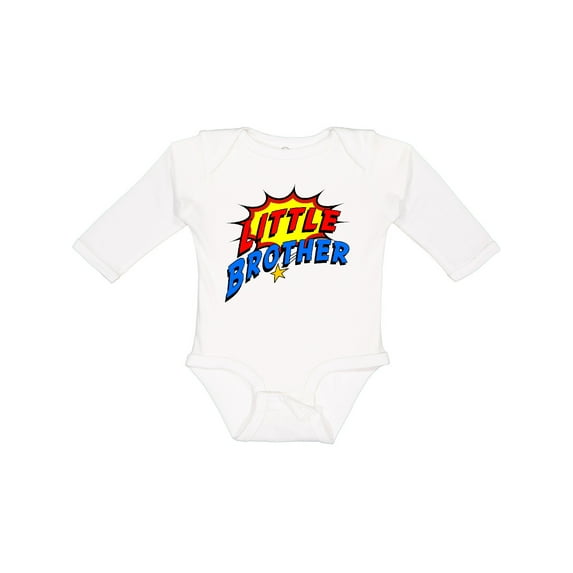Inktastic Little Brother Superhero Boys Long Sleeve Baby Bodysuit