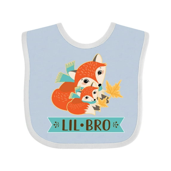 Inktastic Little Brother Woodland Fox Lil Bro Boys Baby Bib